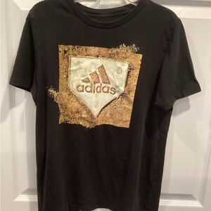 Adidas Kids Black Tee with Gold Graphic